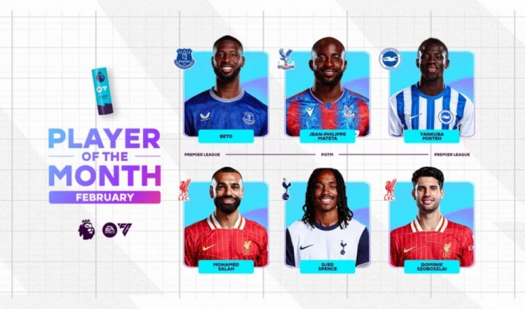  英超2月最佳候選：貝托、馬特塔、明特、薩拉赫、斯賓塞、索博