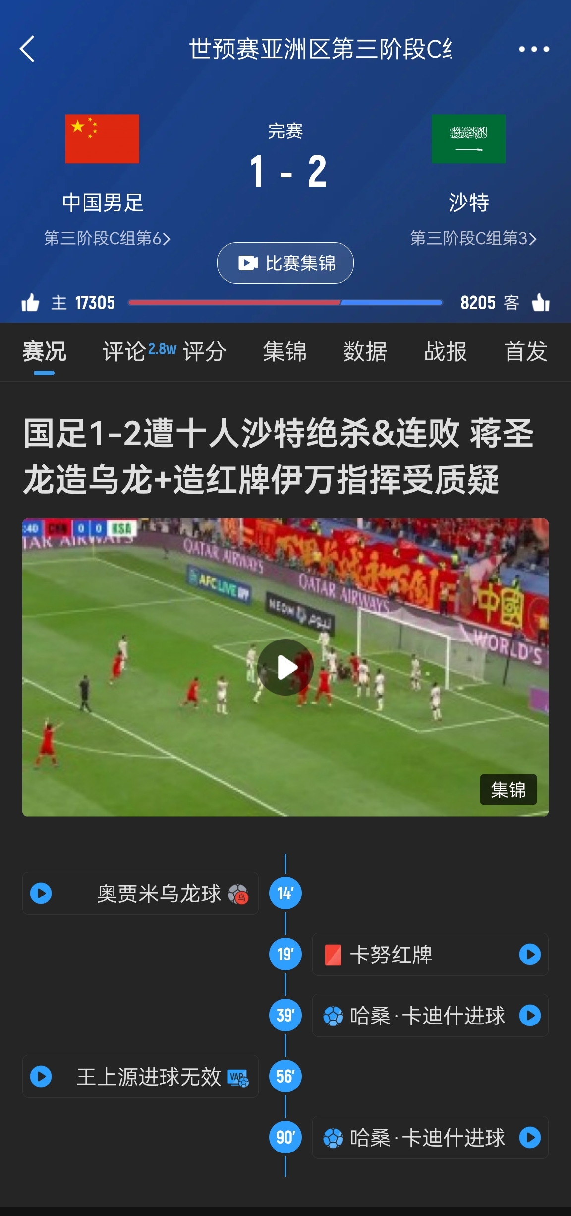  今天什么劇本？首戰(zhàn)沙特也是半場紅牌+蔣光太傷退，最后國足被翻