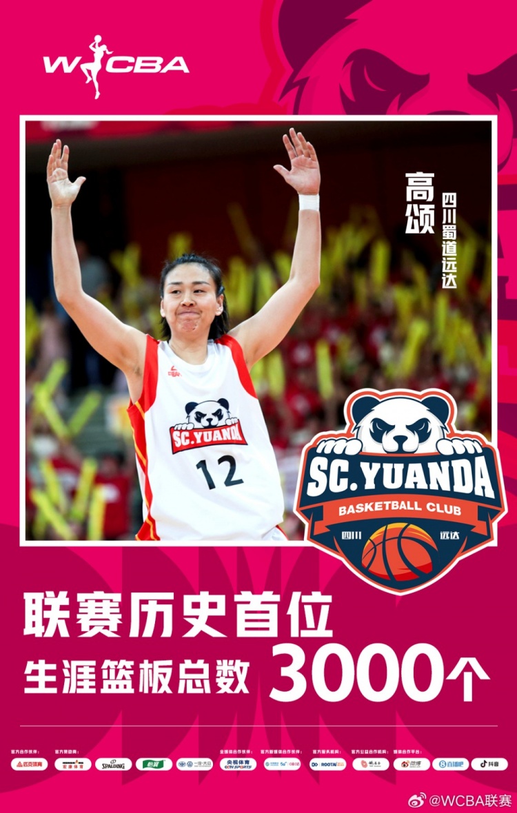  十八載鑄就傳奇！WCBA官方：高頌榮膺聯(lián)賽歷史首位籃板達(dá)3000球員